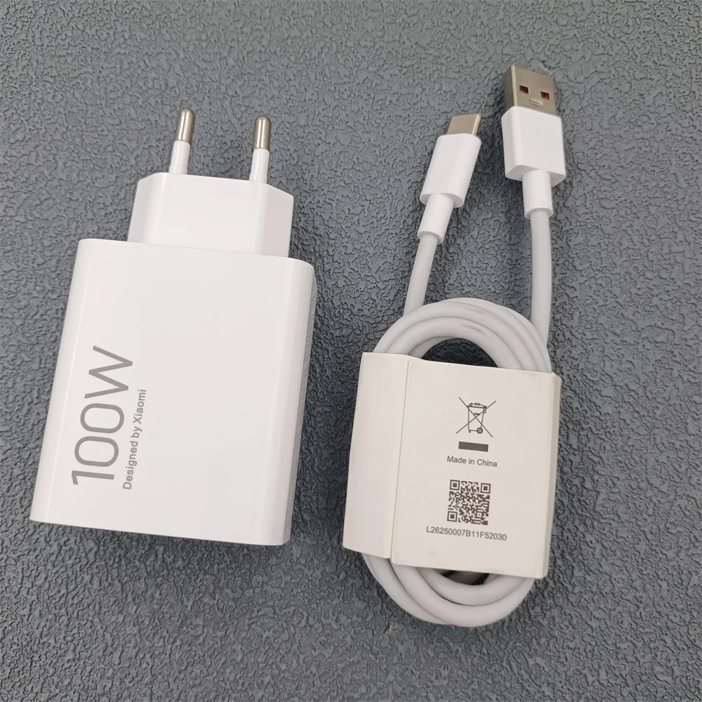 ตัวเลือกสินค้า อะแดปเตอร์ชาร์จเร็ว Xiaomi 100W หัวชาร์จ EU Turbo Charge พร้อมสาย Type-C 2 เมตร