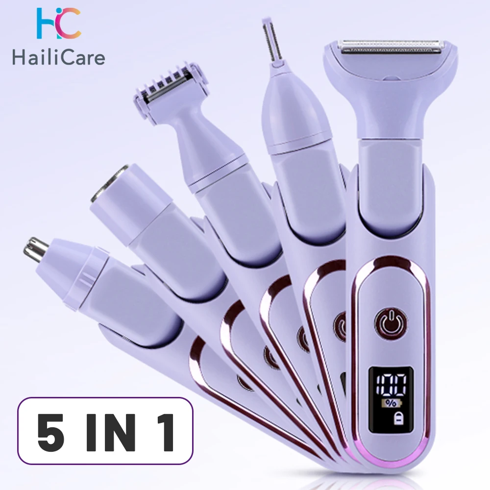 Body Hair Trimmer 5 In 1 Electric for Women Bikini Leg Pubic Hairs