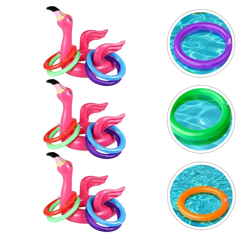 

3 Sets Flamingo Ferrule Kid Ring Toss Game Toy outside Kids Toys Pvc Child Banquet for