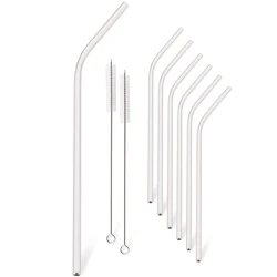 Reusable Stainless Steel Drinking Straws Set - 9 Piece Kit for Beverages & Cocktails (Silver)