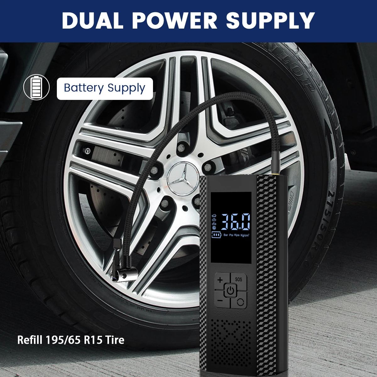 Portable Wireless Electric Air Compressor for Tires and Inflatables - Compact Mini Pump, 150 PSI