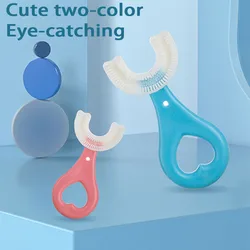 Cepillo de dientes en forma de U para bebé, mordedores de silicona suave para bebé, 360 grados, cuidado bucal
