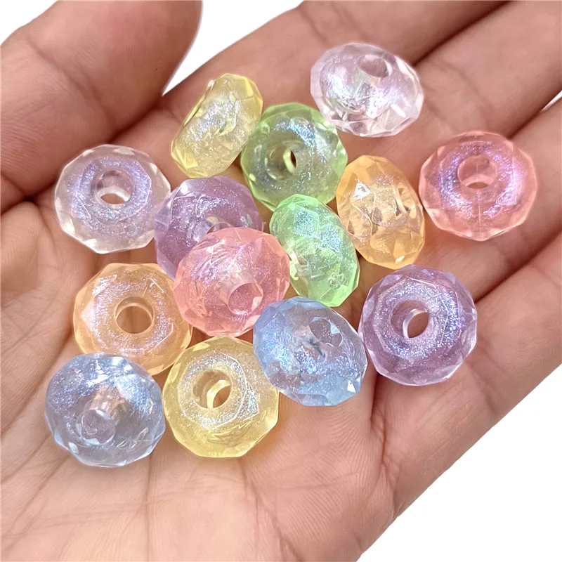 

16MM 30pcs Jelly Color Large Hole Cut Surface Abacus Beads For Jewelry Making DIY Bracelet Necklace Keychain fashion Accessories