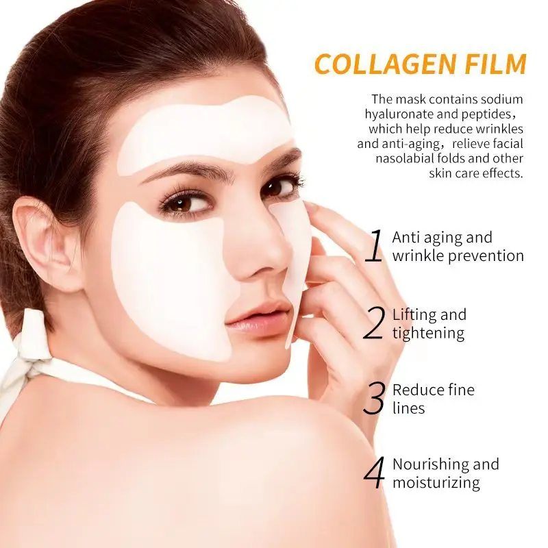 3/4pcs Soluble Collagen Film Paper Full Facial Mask Cloth Anti-Aging Face Neck Filler Collagen Firming Lifting Face Care 2