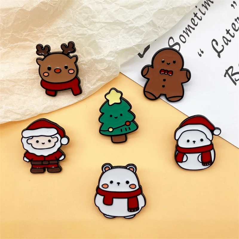 Set Di 9 Spille Di Natale A Tema Cartone Animato – Babbo Natale, Pupazzo Di Neve E Albero, Decorazioni Per Vestiti - 3