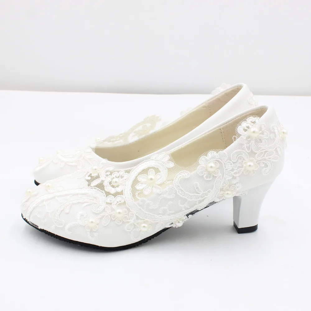 Buy ELEGANTPARK Lace Wedding Shoes Closed Toe Bridal Shoes Women Mary Jane Low  Heels Pumps Wedding Dress Shoes, Cut-out Ivory, 9 at Amazon.in