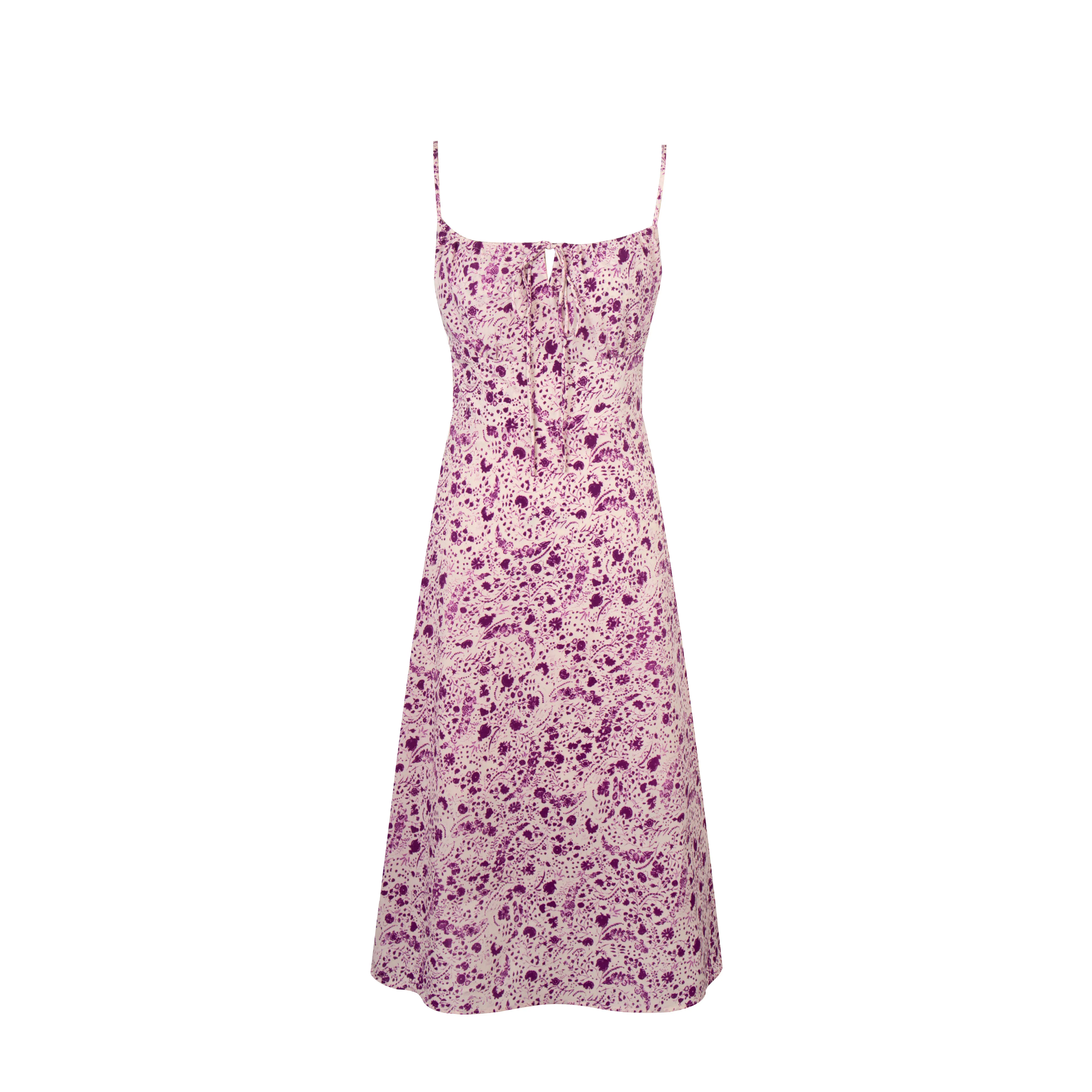 

Spring and summer women's casual printed slim fitting suspender dress