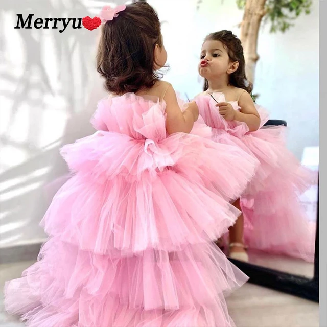 Vestidos de flores de para niña, vestido de fiesta de alto-bajo, vestidos de desfile para niña - AliExpress