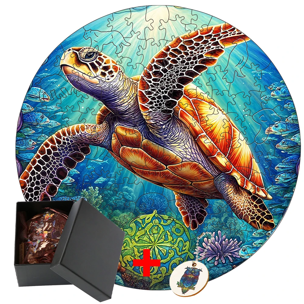 

Sea Turtle Keychain Educational Gift For Kids Toys Brain Trainer Family Wooden Puzzle 3d Puzzles Christmas Board Set Toy Hobby