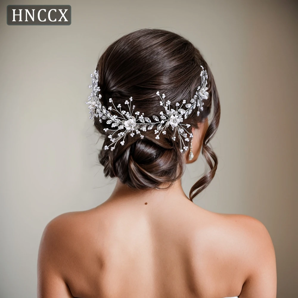 Fashion Rhinestone Bridal Headpiece Bling Gemstone Pearl Hair Accessories Beaded Headband Bride Wedding Headwear CP602