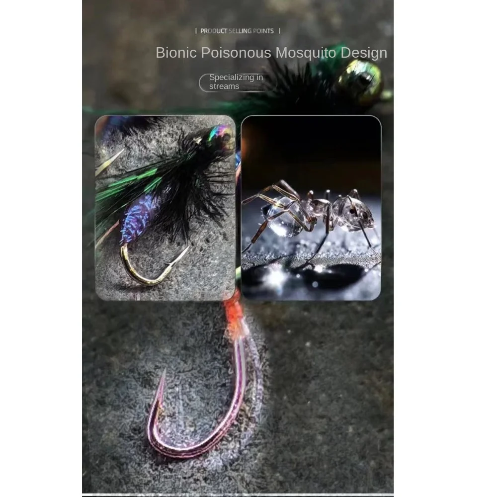 2pcs double hook Frenchie Nymph Tungsten Barbless Hooks Fly Fishing Lures Imitate Mayfly Nymphs Competition Trout Flies