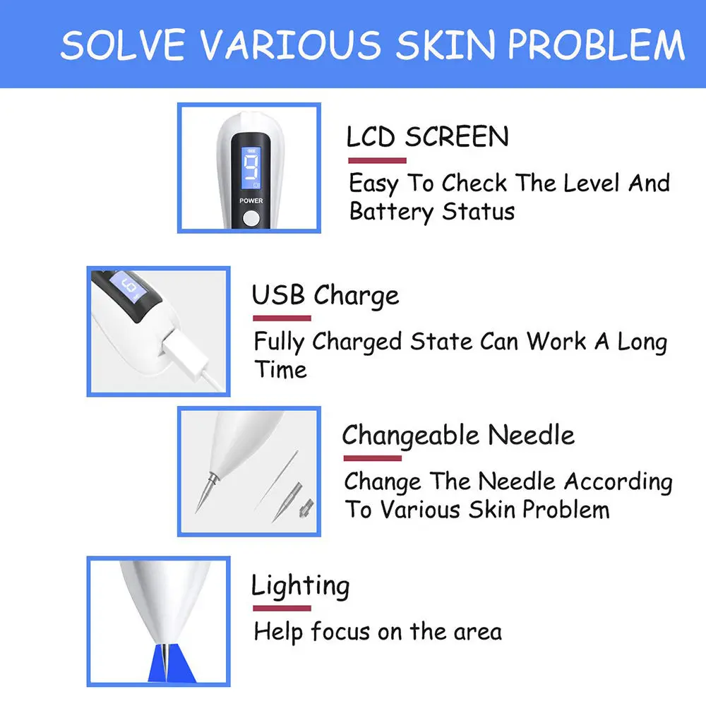 Laser Plasma Pen Freckle Skin Tags Remover Machine Skin Care Tool for Tattoo Mole Dark Spot Removal Home Beauty Salon Use