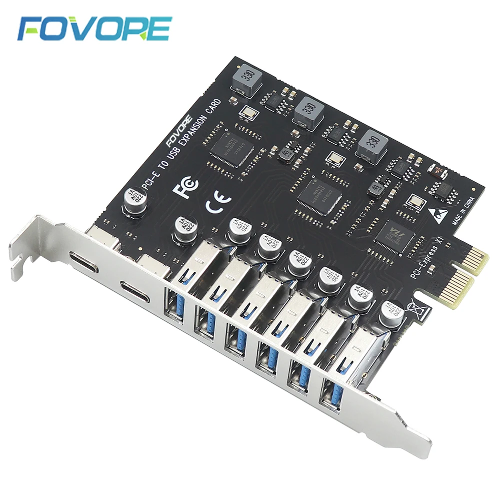 USB 3.2 PCIe card PCIe X1 USB 3.2 Gen1 Expansion Card 6 USBA and 2 USB