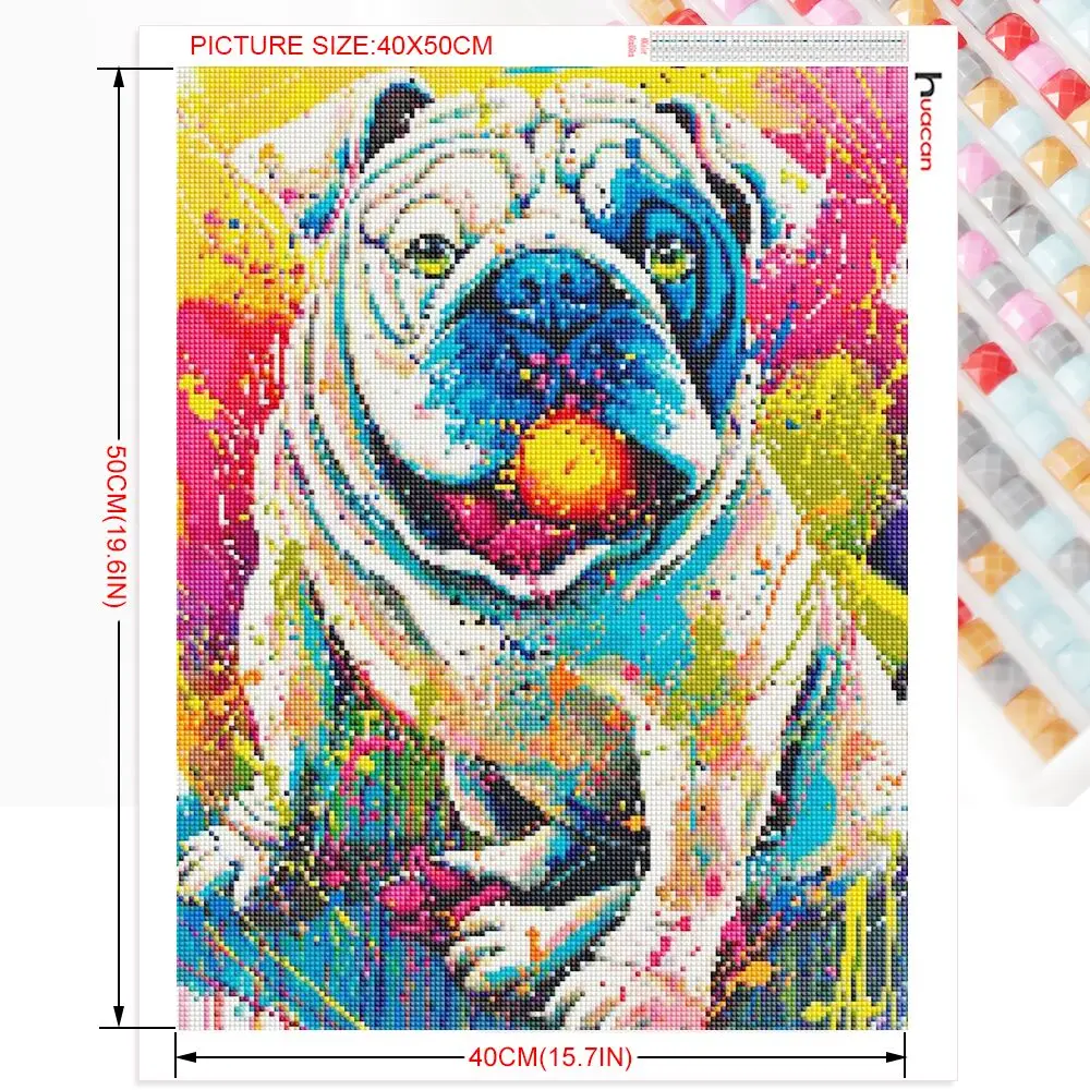 Huacan Diamond Painting Dog Full Square/Round Mosaic Animals Cross  Embroidery Kit Bedroom Decoration