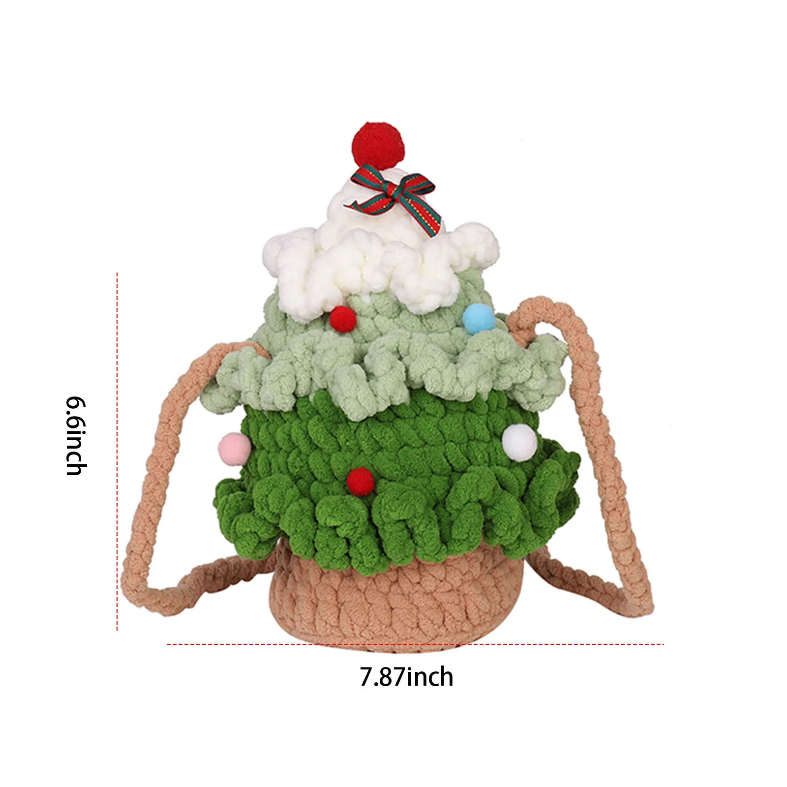 Women Christmas Knitted Shoulder Bag Autumn Winter Handmade Coin Purse Cute Change Bag for Travel Shopping Daily Use