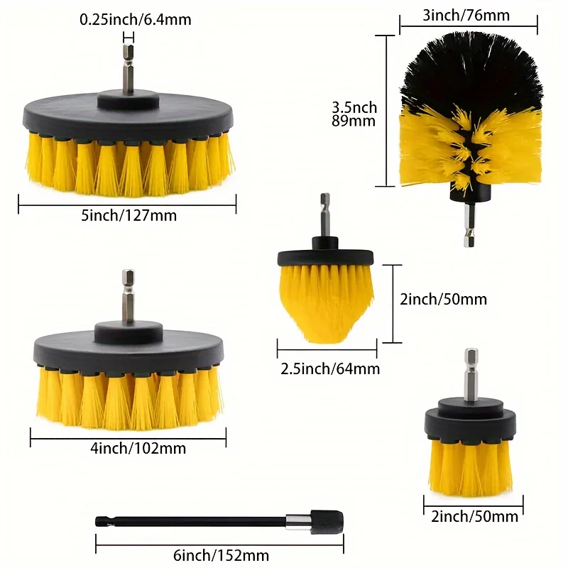 6 Pieces Drill Brush Set,Multipurpose Power Scrub Brush,For Grout Floor,Bathroom,Tub,Tile,Corner,Floor,Car Wheel,Dead Corner