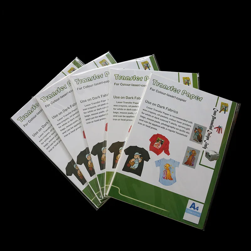 

A4 Paper 20 sheets=10 Light+10 Dark Laser Transfer Printing Paper For tshirts heat Toner transfer paper With Laser Printers