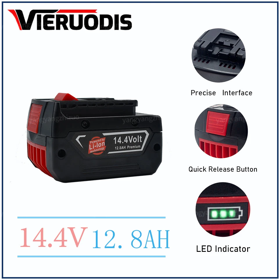 

For BOSCH 14.4V 12.8ah Rechargeable Li-ion Battery Cell Pack for BOSCH Cordless Electric Drill Screwdriver BAT607G BAT614G
