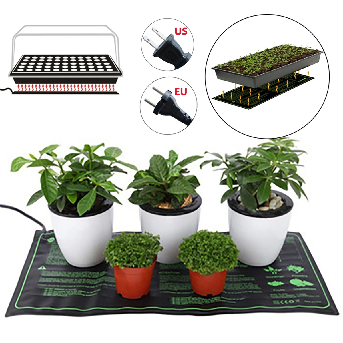 EU/US Plug Seedling Heating Mat Garden Greenhouse Seed Germination Growth Starter Plant Nursery Keep Warm Pad 110/120/220/230V