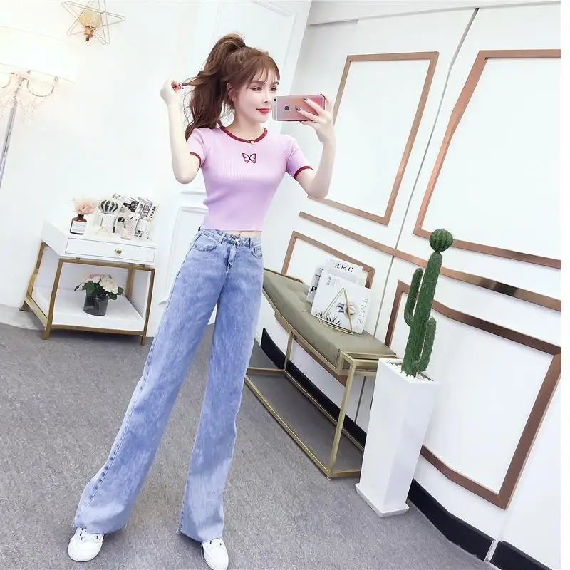 Jeans Set 2023 Spring/Summer New Women's Fashion Style Matching Loose and Slim Temperament Reducing Age Fashion Two Piece Set