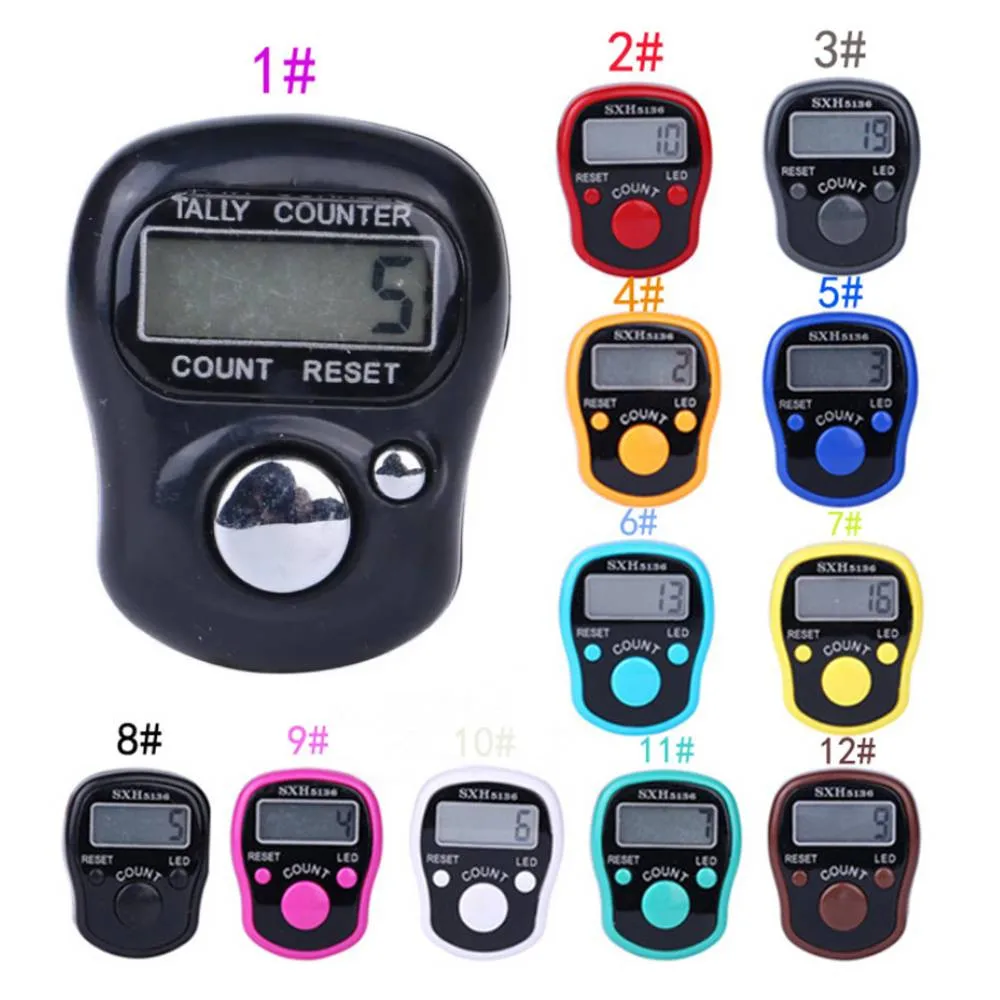 1~10PCS Finger Counter w/ Compass Islamic Tasbih Bead 5 Digital LED Electronic Handheld Tally Counter Clicker counter ring
