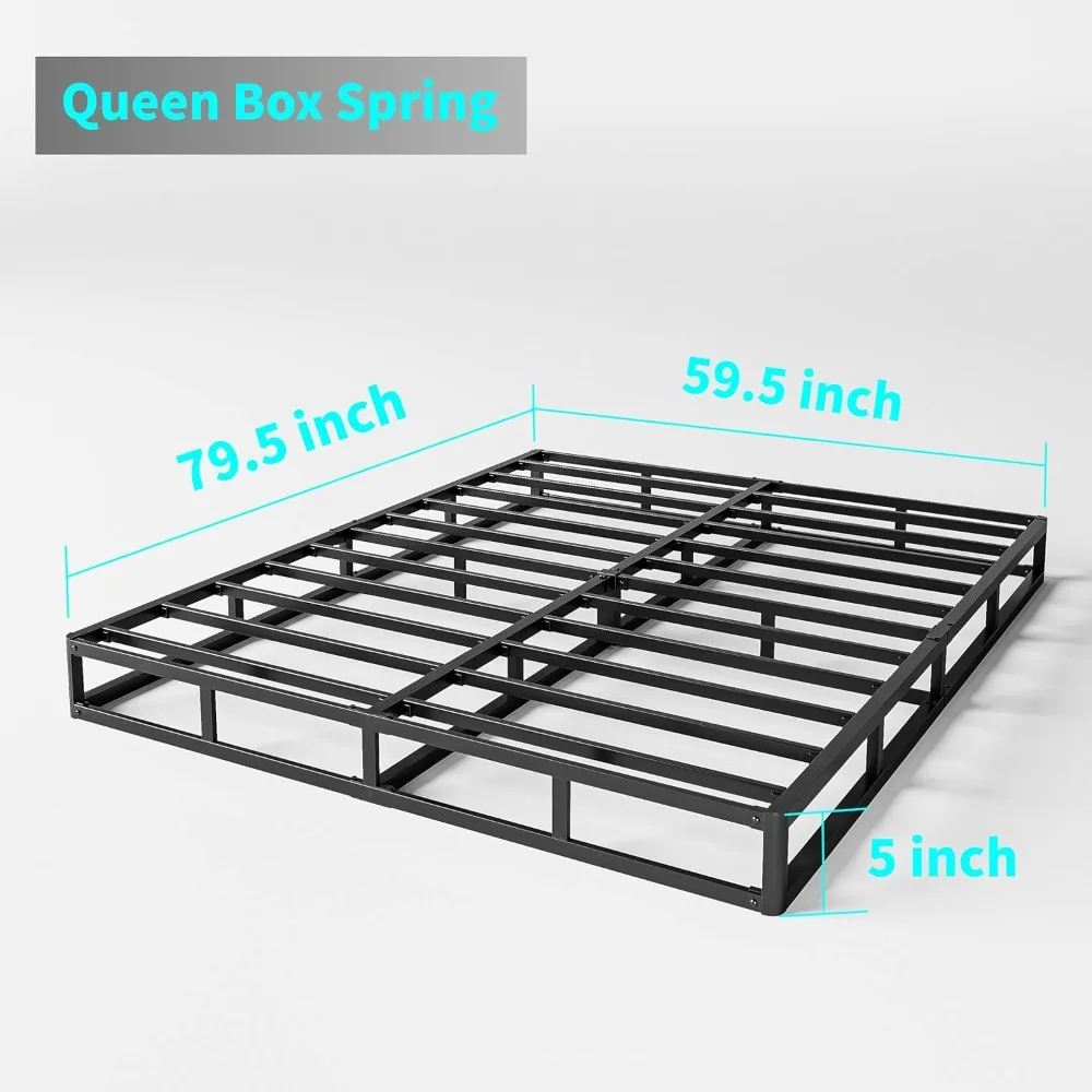 Queen 5 Inch Low Profile Heavy Duty Metal Frame Bed Frames for Queen Size Beds, Quiet Noise-Free, 3000lbs Capacity, Bed Frame 2