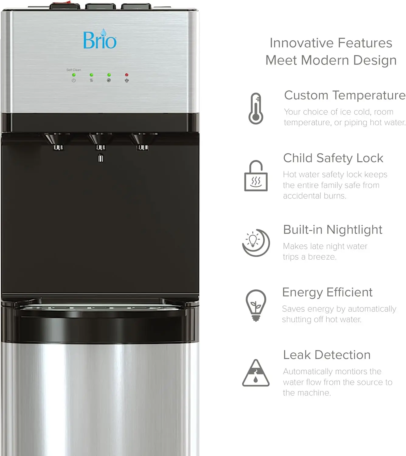 520  Water Cooler Dispenser with 2 Stage Filtration - Self Cleaning, Hot Cold and Room Temperature Water. 2 Free 6