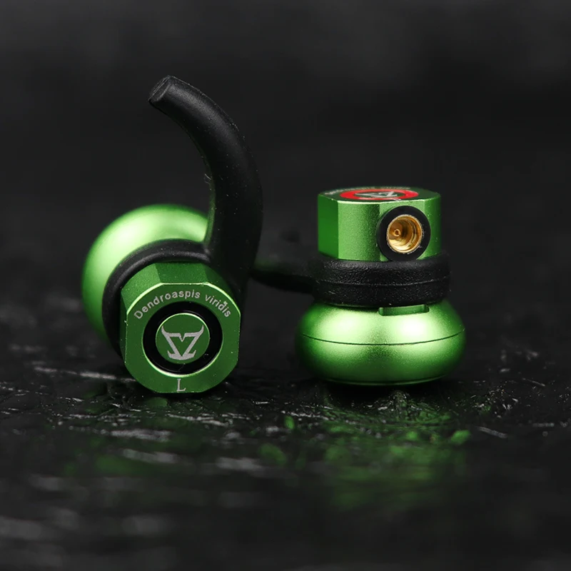 TONEKING Dendroaspis Viridis HIFI Headset Three Diaphragm Dynamic Physical Frequency Division Metal Earphone IEM wired earphones With MMCX Cable