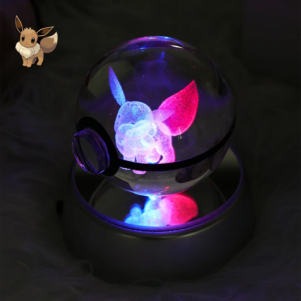 ポケットモンスター クリスタルボール イーブイ ミミッキュ ブラッキー 3D ポケモン3Dクリスタルボールトイ,常夜灯,レイクアザ,イーブイ