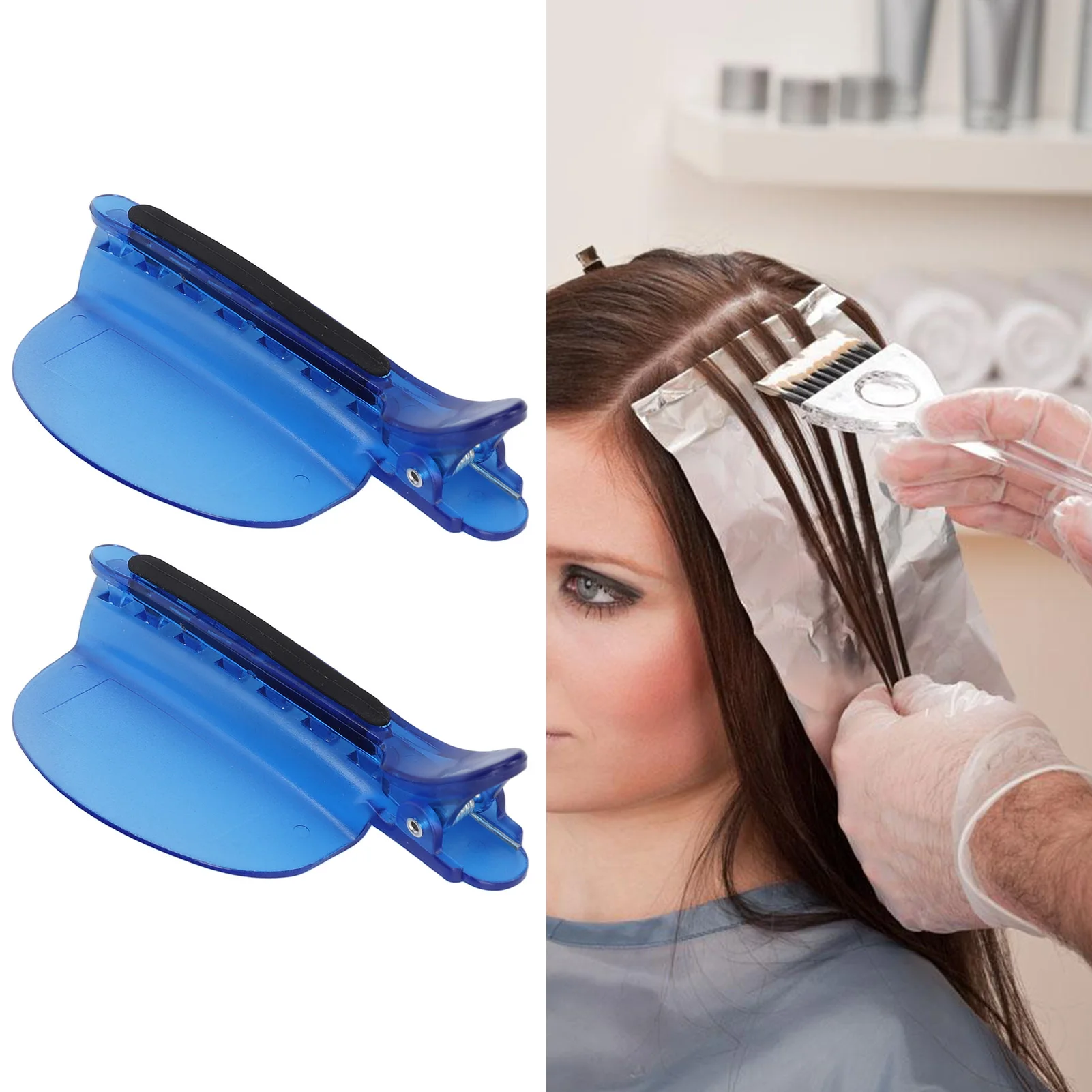 2Pcs Sectioning Clips Heat Insulation Easy Speed Separator Clip Blue for Wig Extension Hair Highlighting Hair Sectioning Clip