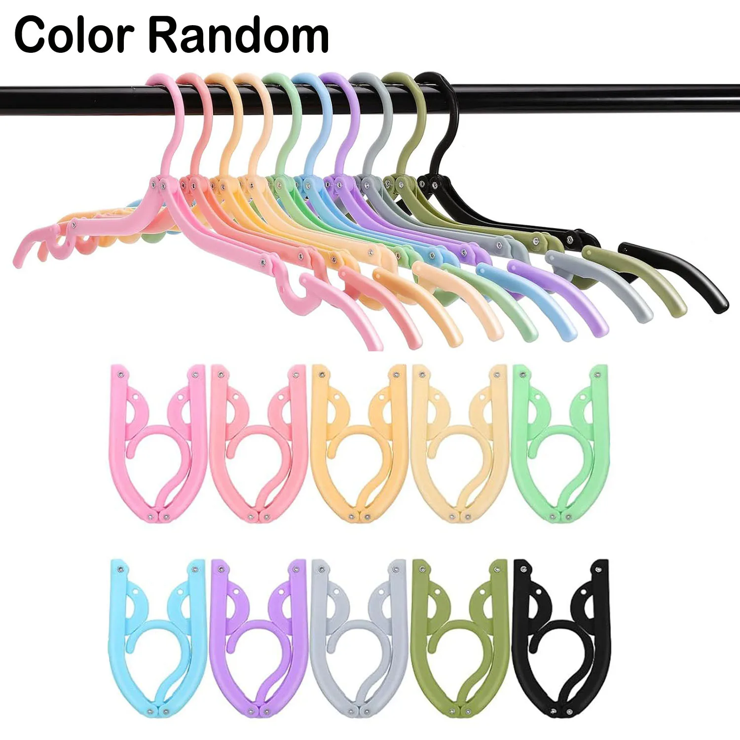 Clothes Hangers 10Pcs Plastic Folding Clothes Hangers Mixed Color Portable Travel Hangers Household Multifunctiona Hanger Clothes Drying Racks