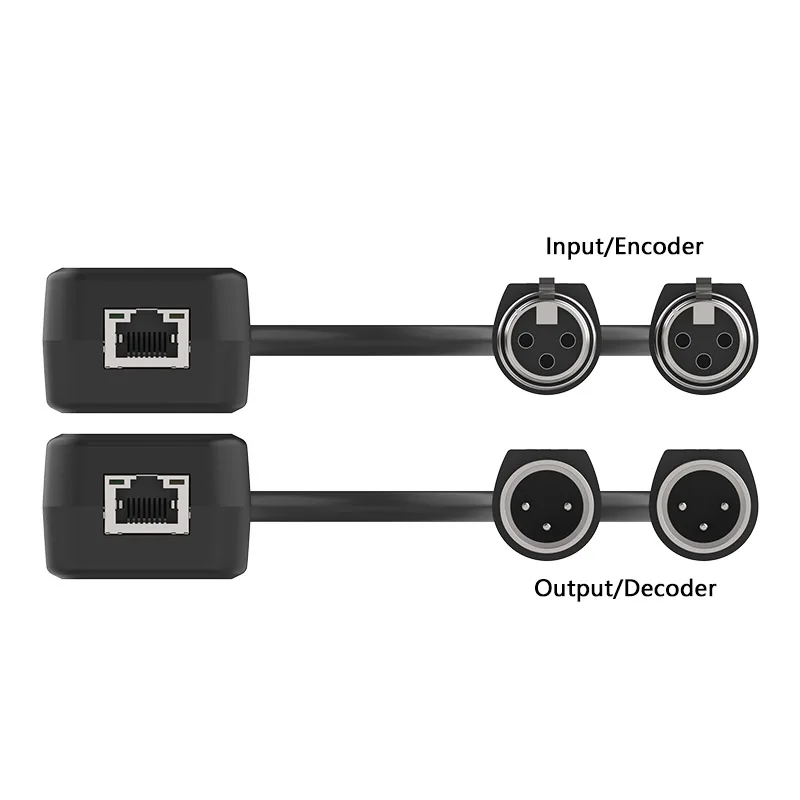 Dante 2 Channels Balanced Unbalanced XLR Analog Audio Extender over cat6 cable up to 100m 328ft support POE audio extender