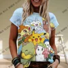 New Arrivals Pokémon Womens T-Shirts Tops Pokemon 3d Print T Shirt Trendy Summer Casual Short Sleeve Pikachu Cute Clothing Tees 5