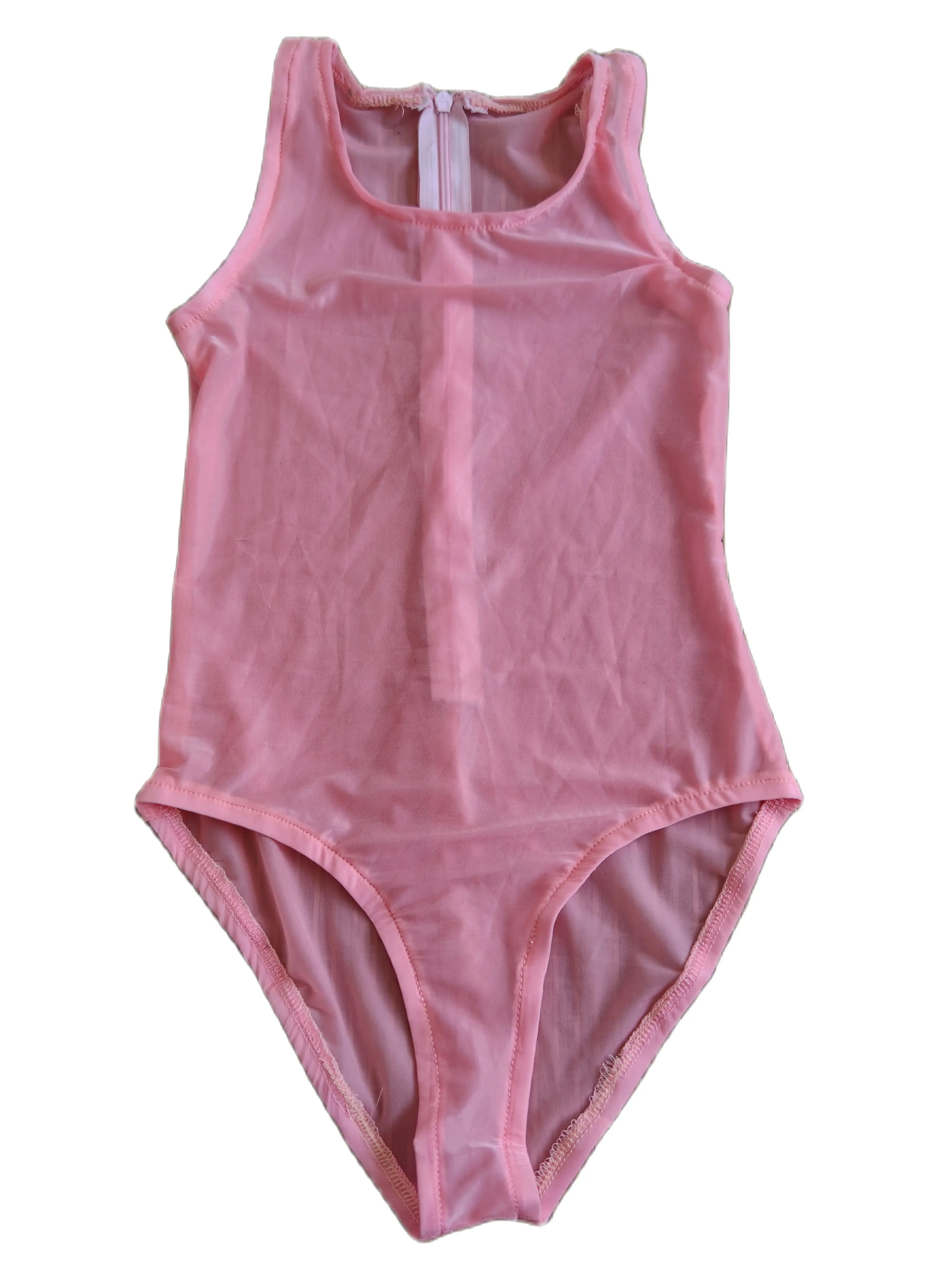 

Girls sexy pink color silky Catsuit See Through Lycar elastic silk cosplay stage Costumes party club jumpsuit back zipper