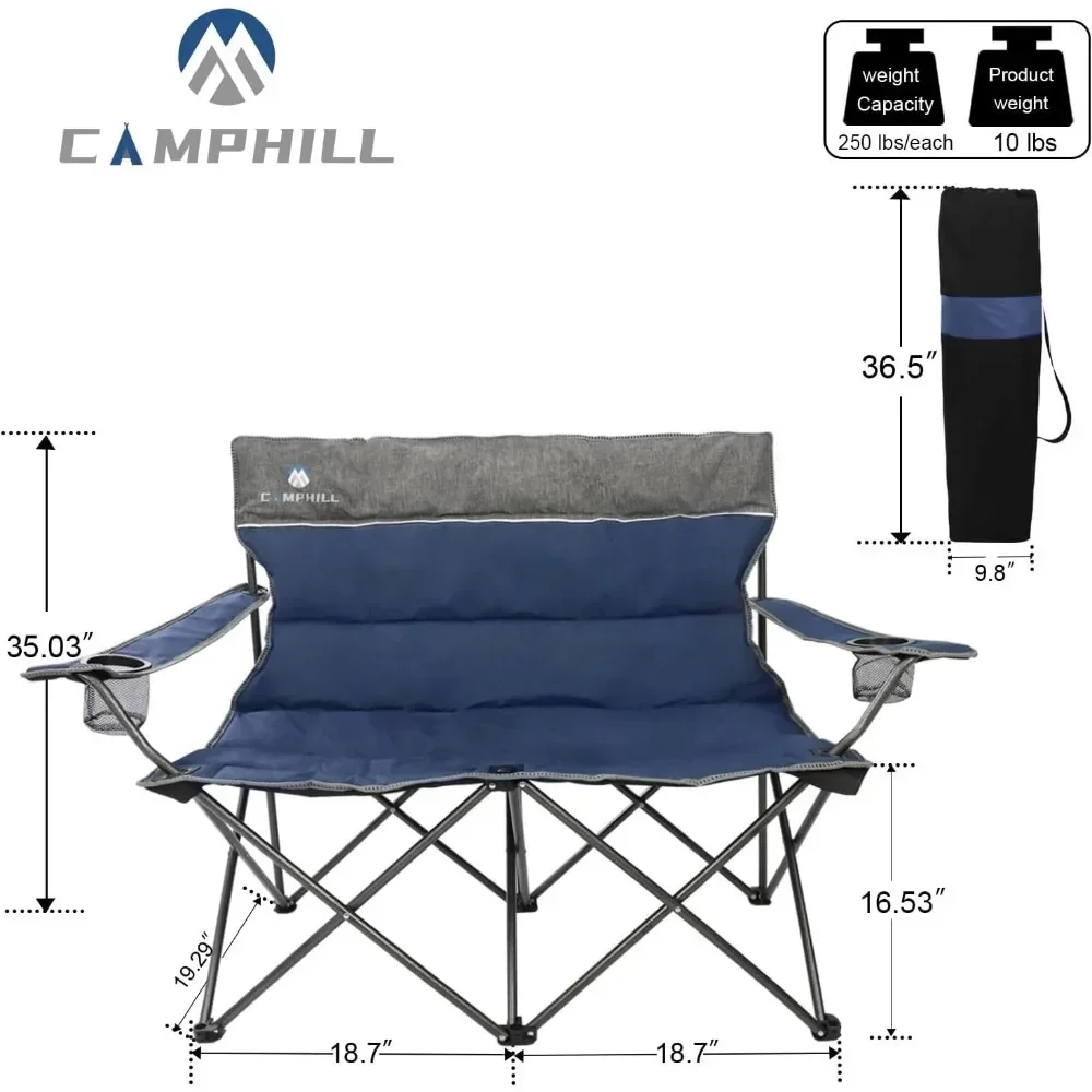 Camping 3-piece set, outdoor folding chairs, suitable for heavy-duty individuals with cup holders, can support up to 500 pounds 3