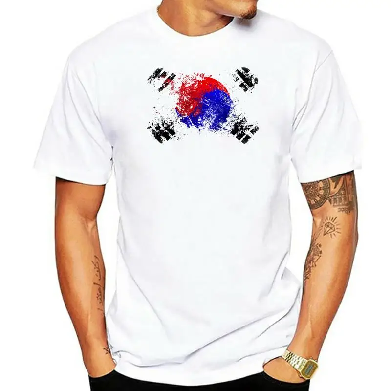 

Printed T-Shirt Men Korea Republic Flag - White T Shirt Top Country Design - Mens Womens Kids Sizes O-Neck T Shirt