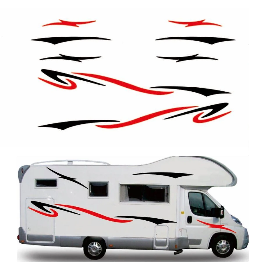 

Two side RV Stripes Graphics Decals Car Stickers Vinyl Graphics for Caravan Travel Trailer Camper Van