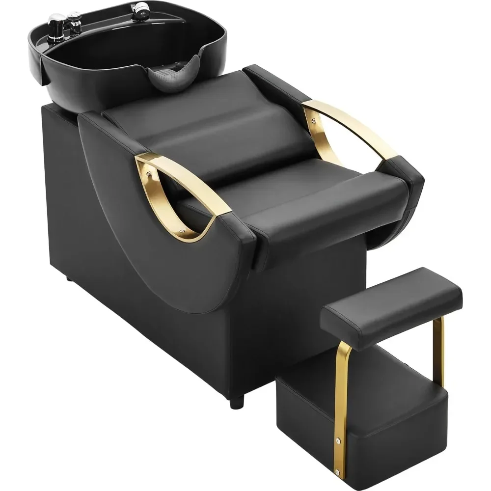 Description Picture 2 of itemShampoo Bowl and Chair Set for Salon, Hair Washing Station for Hair Stylist, ABS Plastic Backwash Barber Sink, Shampoo Chair