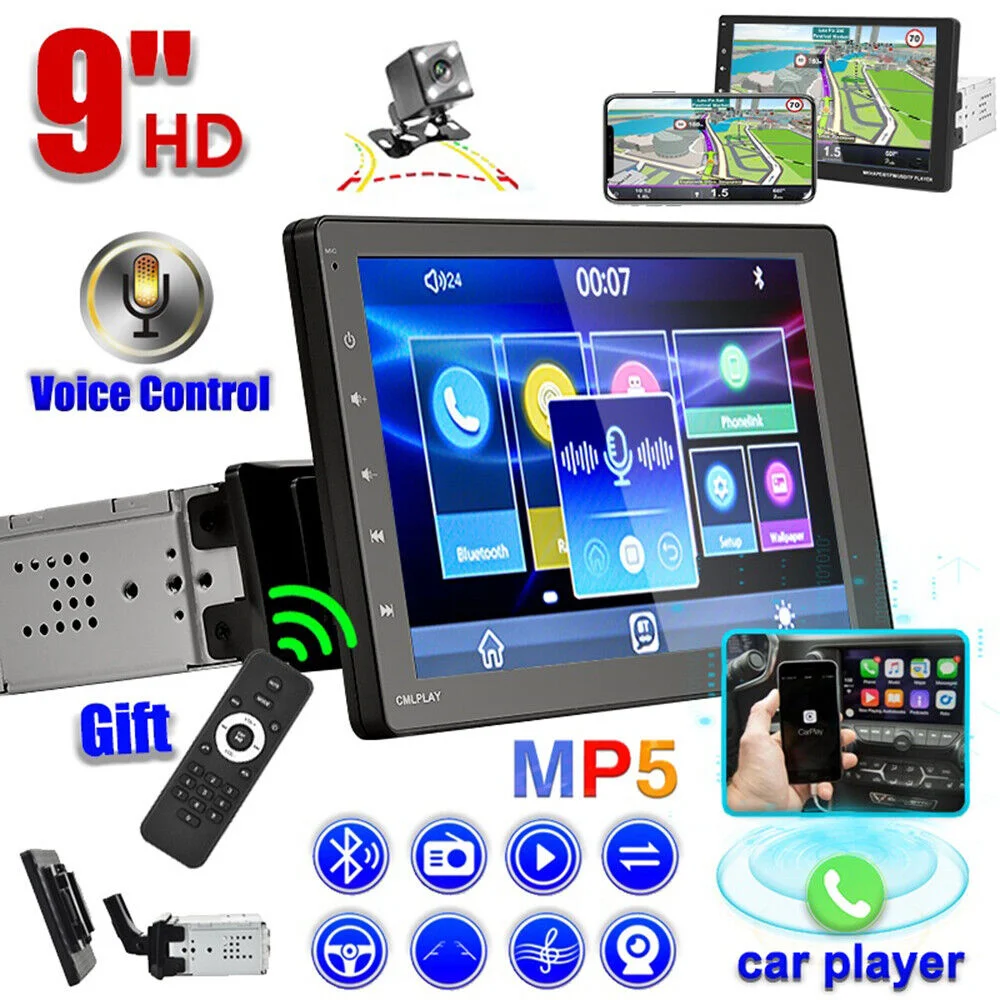 

9'' Touch Screen 1 Din Carplay Universal MP5 Phonelink Car MultiMedia Player with Bluetooth Support Car FM Audio USB