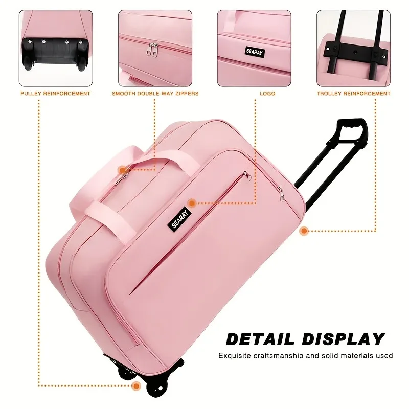 Large Capacity Foldable Rolling Travel Trolley Luggage Bag_voghion.com