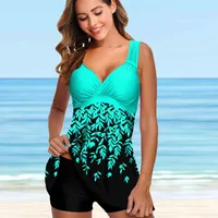 Maillots de bain deux pièces grande taille pour femmes, imprimé floral, grande taille, tankini, vêtements de plage, bikini sexy 6