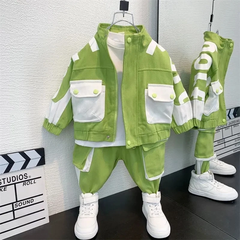 Boys Clothing Set Jacket Suit Spring and Autumn Clothing Children's Sportswear Set Boys' Baby Coat Pants Two-piece