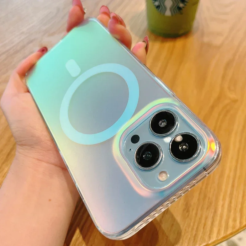 Aurora Gradient Laser Hard PC Magnetic Magsafe Phone Case