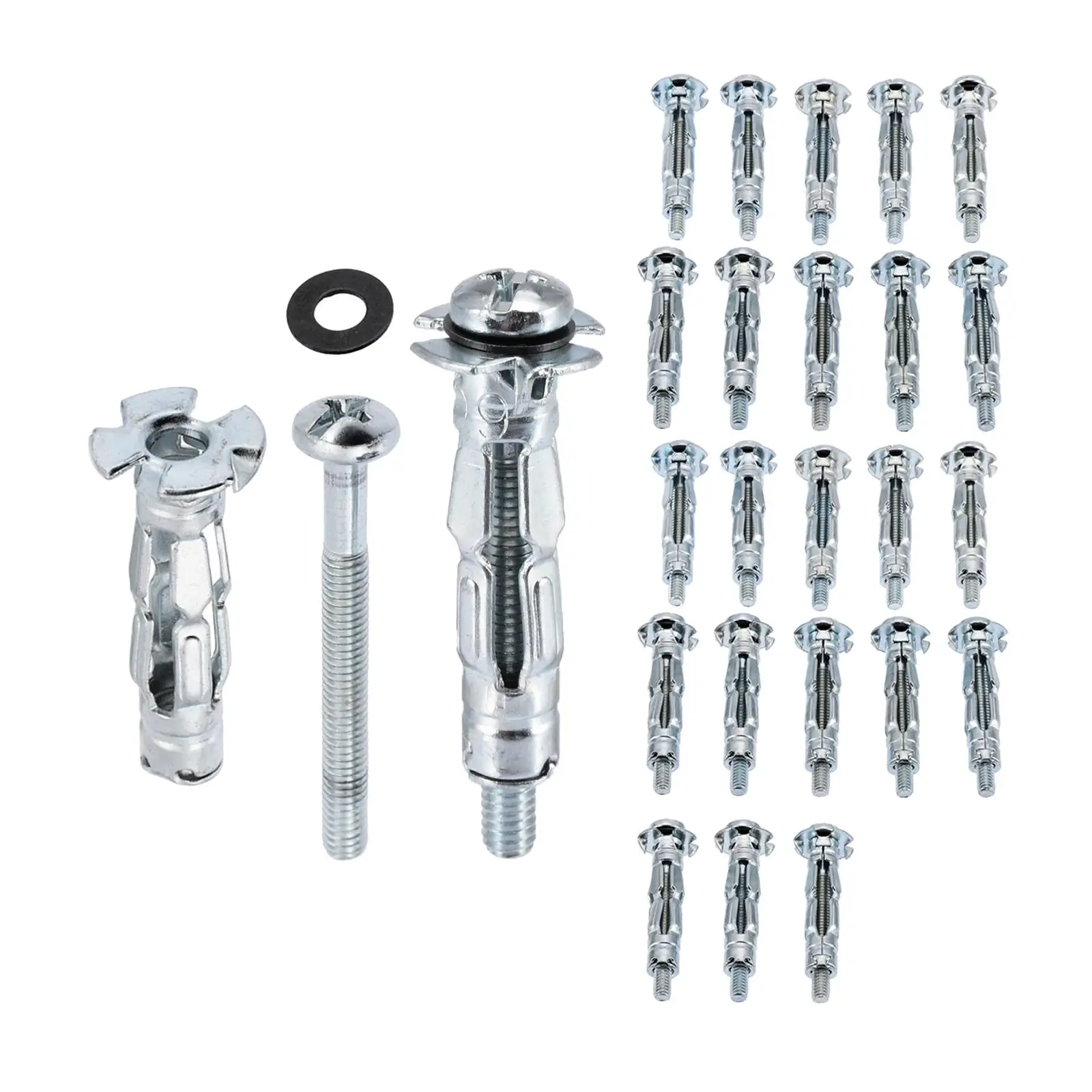 25Pcs Carbon Steel Plaster Wall Anchors M4x32mm Hollow Wall Drive Anchor Screws Dry Anchors Kit for Tile Drywall Plaster
