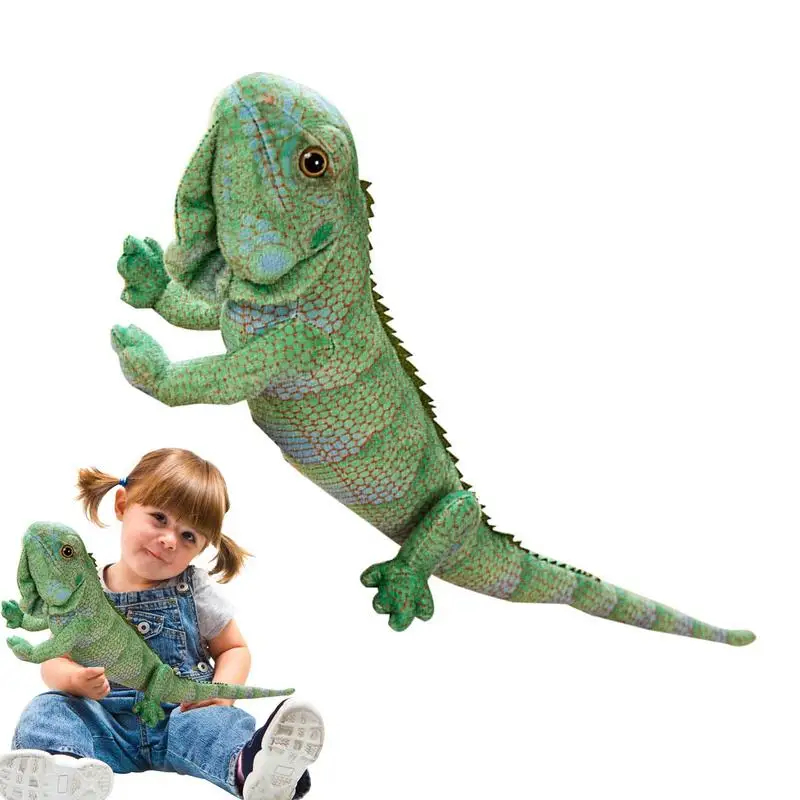 

Chameleon Plush Toy Realistic Iguana Animal Figurines Wilde Life Creatures Cartoon Cushion Pillow Festival Birthday Gift For