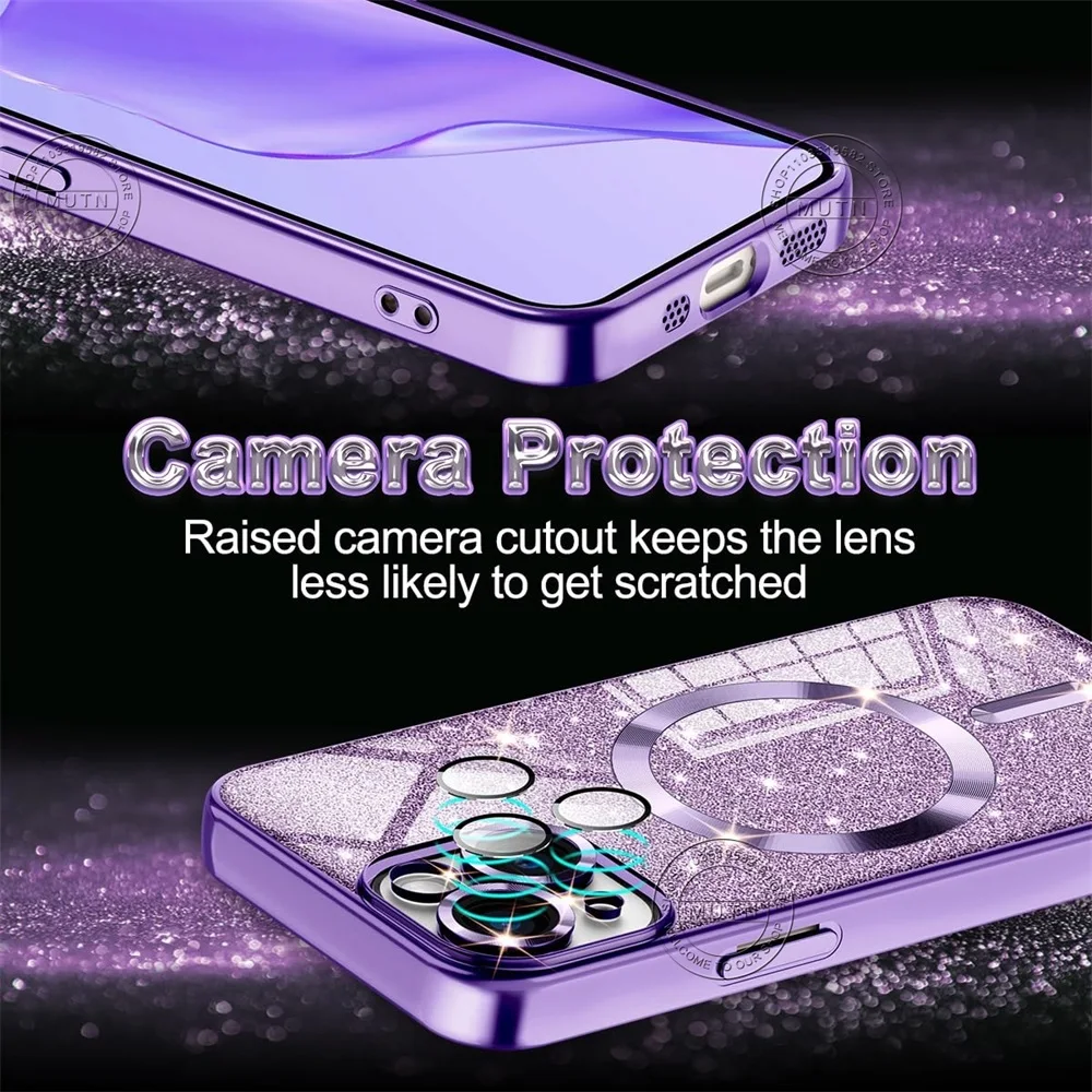 Glam Sparkle Plating Soft Case - Stylish Wireless Charging Cover