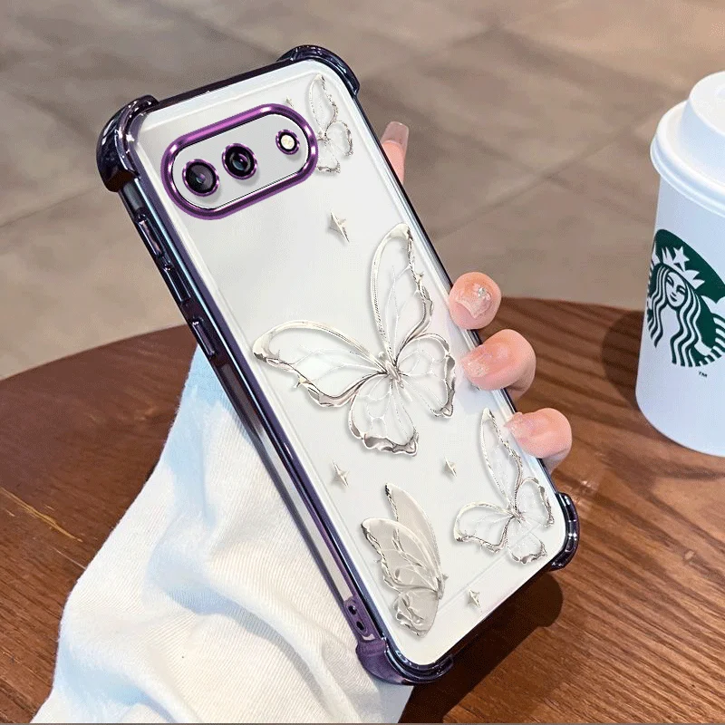 Butterfly Pattern Shockproof TPU Case with Plated Protective Cover