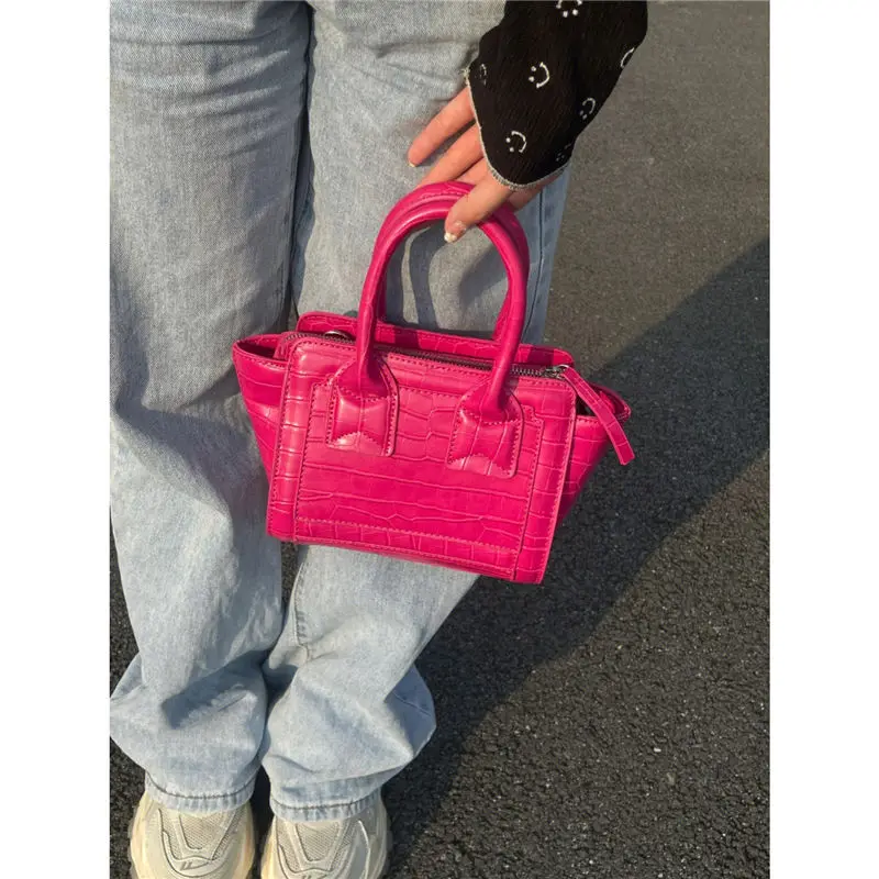 JIAERDI Crocodile Pattern Bucket Bag Women 2023 Harajuku Handle Casual Crossbody Bags Female Vintage Pink Y2k Hand Bag Aesthetic