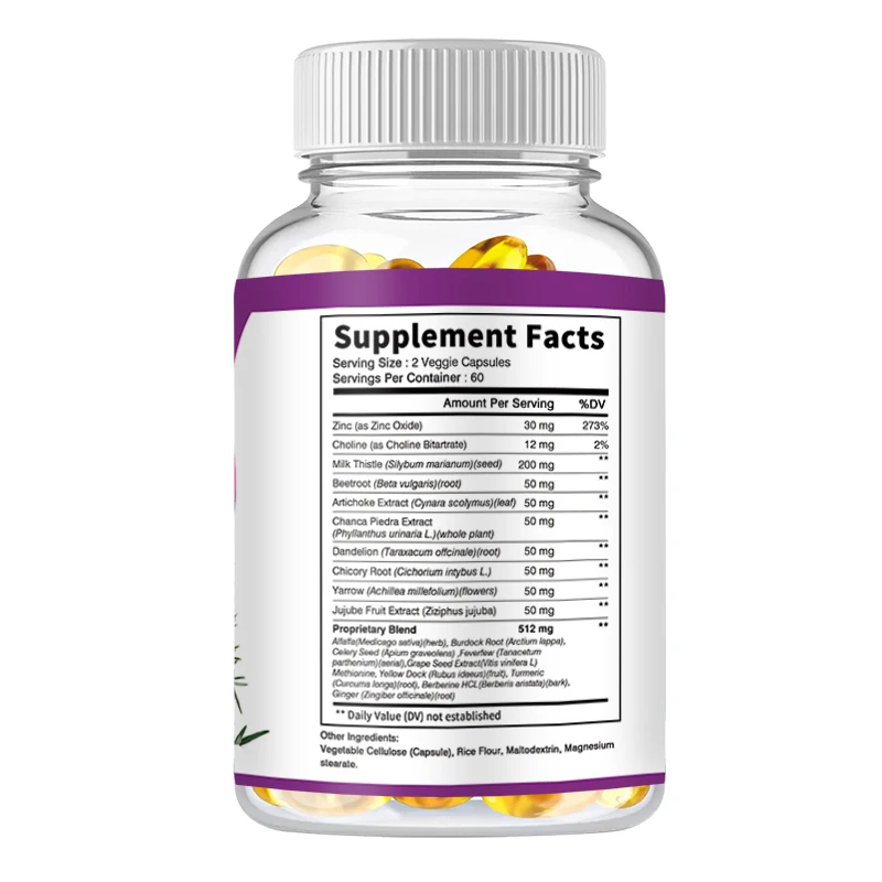 Liver Detox Supplement Capsules with Milk Thistle Dandelion Liver Care Toxin Removal Improved Digestion