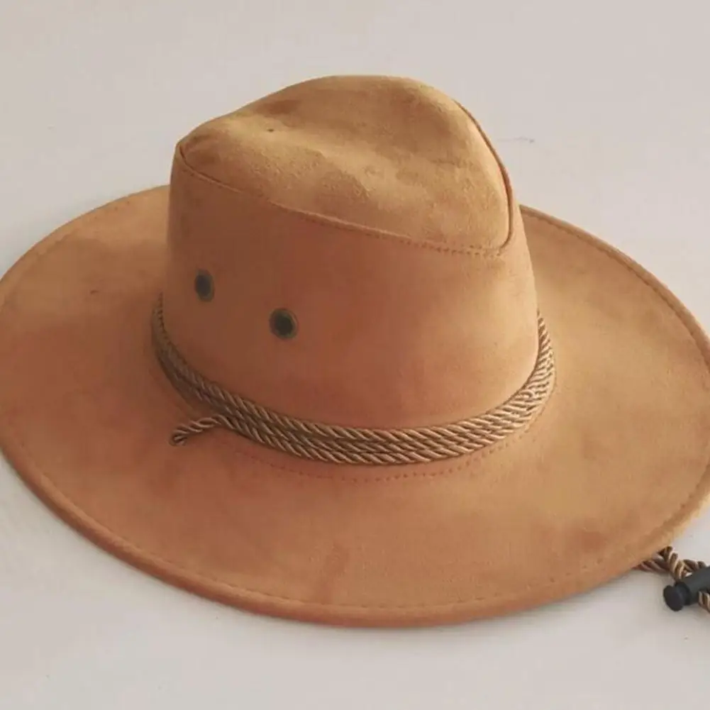 1 Stück Cowboy-Sonnenhut aus Kunstleder für Herren und Damen, modische Western-Cowboy-Kappe mit großer Krempe für Reisen – Detail 21